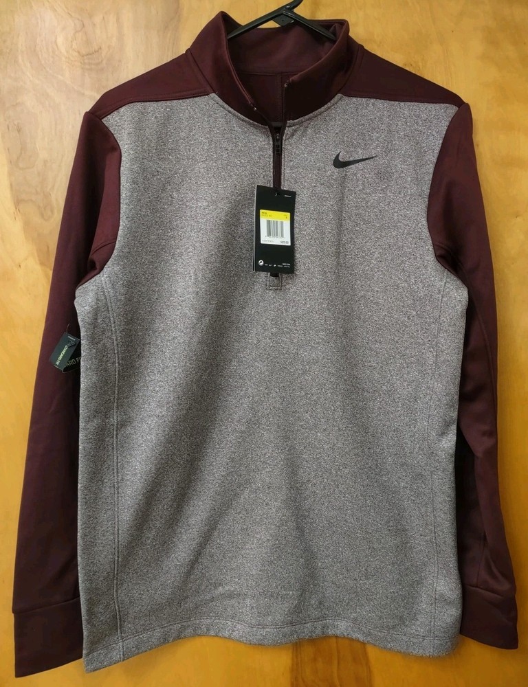 NEW Nike Dri Fit Essential Therma Half-Zip Pullover Mens S Burgundy AA3323-652