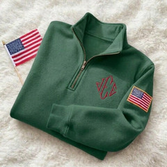 Embroidered J.E.E. Epstein Quarter Zip Sweatshirt, Jeffrey Epstein Embroidery