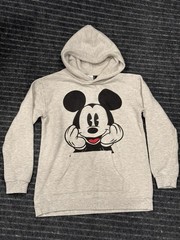 Disney Light Heather Gray Mickey Mouse Graphic Hoodie Size Medium Double Sided