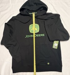 John Deere Hoodie Mens Medium Black Logo Pullover Sweatshirt NWT Farm Tractor