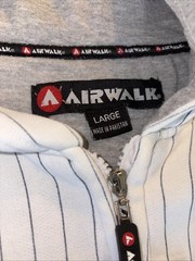 90s/Y2K Airwalk Full Zip Pin Stripe Hoodie Letter Spell Out Flip Phone Pocket L