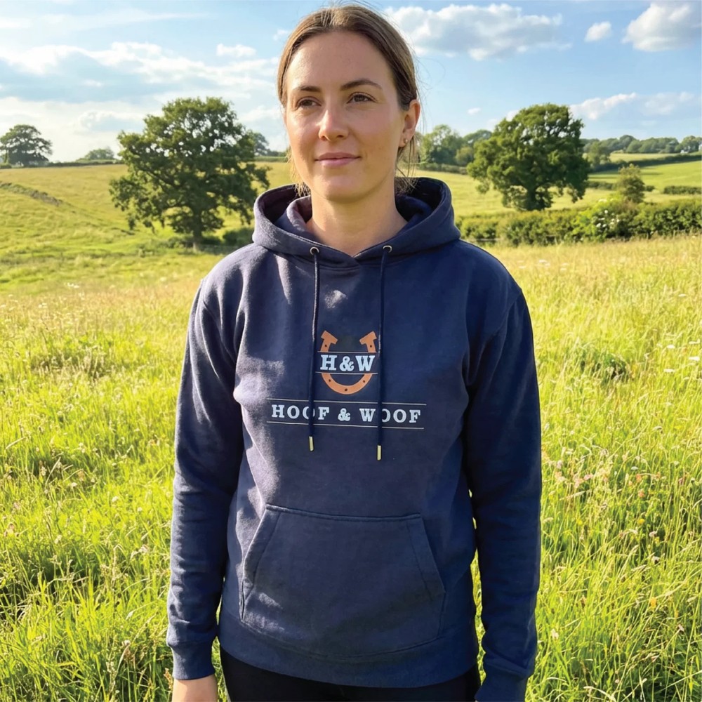 Hoof & Woof Hoodie Unisex Soft Cotton Jumper Hoody Pull Over Blue Size L