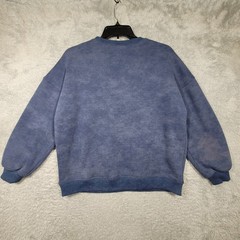Trendy Queen Blue Mineral Wash Oversized Sweatshirt Crew Neck Fleece Medium *