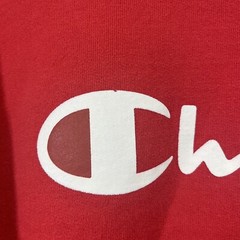 Champion Sweatshirt Large Red Basic Spellout Logo GF88H Cotton Blend Crew B85