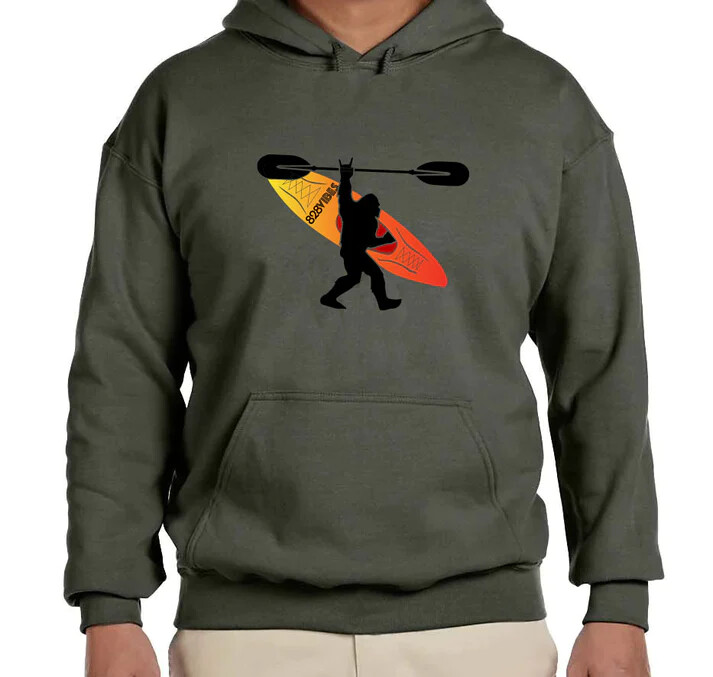 828 Vibes Bigfoot and Kayak Hoodie Gildan G185 Adult Heavy Blend 50/50