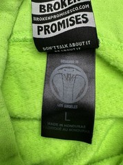 Broken Promises Easy Come Easy Go Hoodie Mens L Neon Green Graphic Streetwear