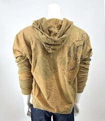 Key Closet Khaki Full Zip Y2K Tie Dye Distressed Graphic Hoodie Size L Deadstock