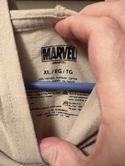 Men’s Marvel Comics Group Khaki Hooded Graphic Tee Size XL