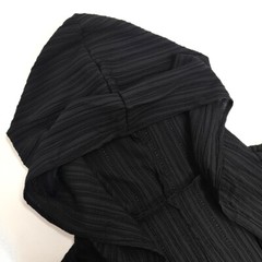 Hot Selling Men’s Pleated Woven Cotton Black Hooded Jacket Shirt Cardigan Sport