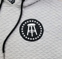 Barstool Sports Hoodie Mens Large Gray Quilted Pullover Pocket Elbow Patches
