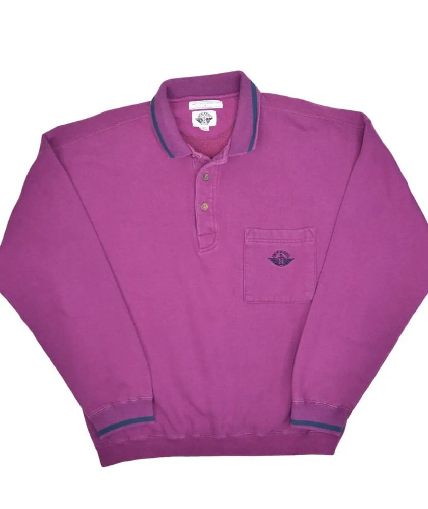 Vintage Levis Dockers Sweatshirt Mens L Purple Henley Collared Pullover 90s