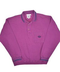 Vintage Levis Dockers Sweatshirt Mens L Purple Henley Collared Pullover 90s