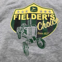 John Deere Mens Gray Full Zip Hoodie Sweatshirt XL Tractor Graphic Stained Read