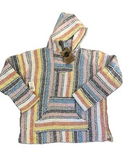 Earth Ragz Baja Hoodie NWT Men’s M Colorful Striped Woven Pullover