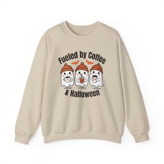 Fueled By Coffee And Halloween Sweatshirt Spooky Fall Autumn