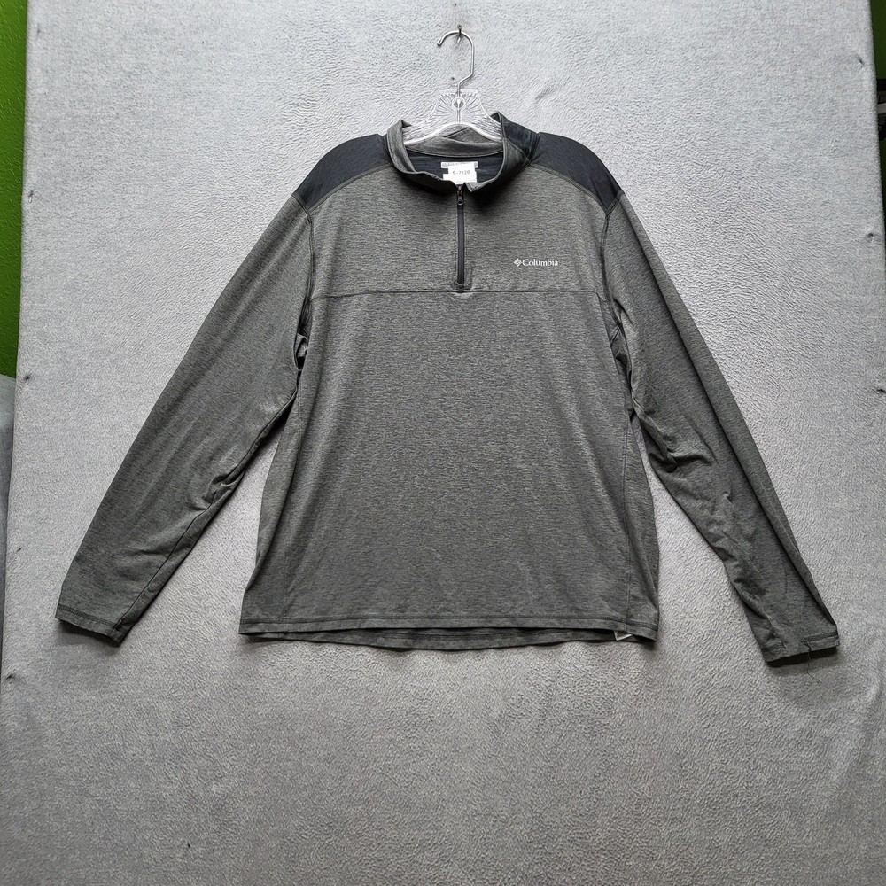 Columbia Men Sweatshirt L Gray Omni-Wick Activewear Gorpcore Logo Zipper Long