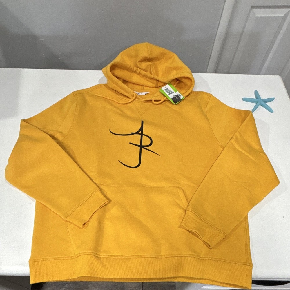 DSG Everyday Men’s Fleece Pullover Hoodie Yellow XL Regular Hooded Pockets