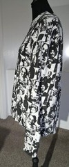 elevenparis Men’s L Black/White Graphic Print Crewneck Pullover Fleece Cotton