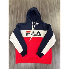 Fila Originale Mens Colorblock Hoodie Navy Blue White Red Logo Pullover Small