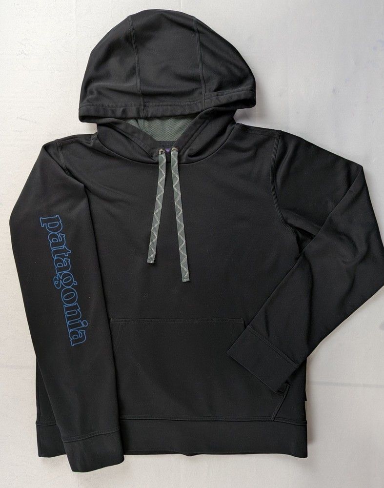 Patagonia Black Pullover Hoodie 100% Polyester Gorpcore Outdoor Size Medium Mens