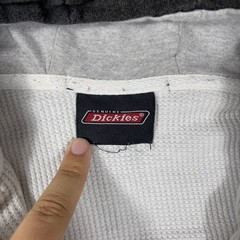 Vintage Dickies Faded Full Zip Hoodie Mens L Black Thermal Lined Waffle Workwear