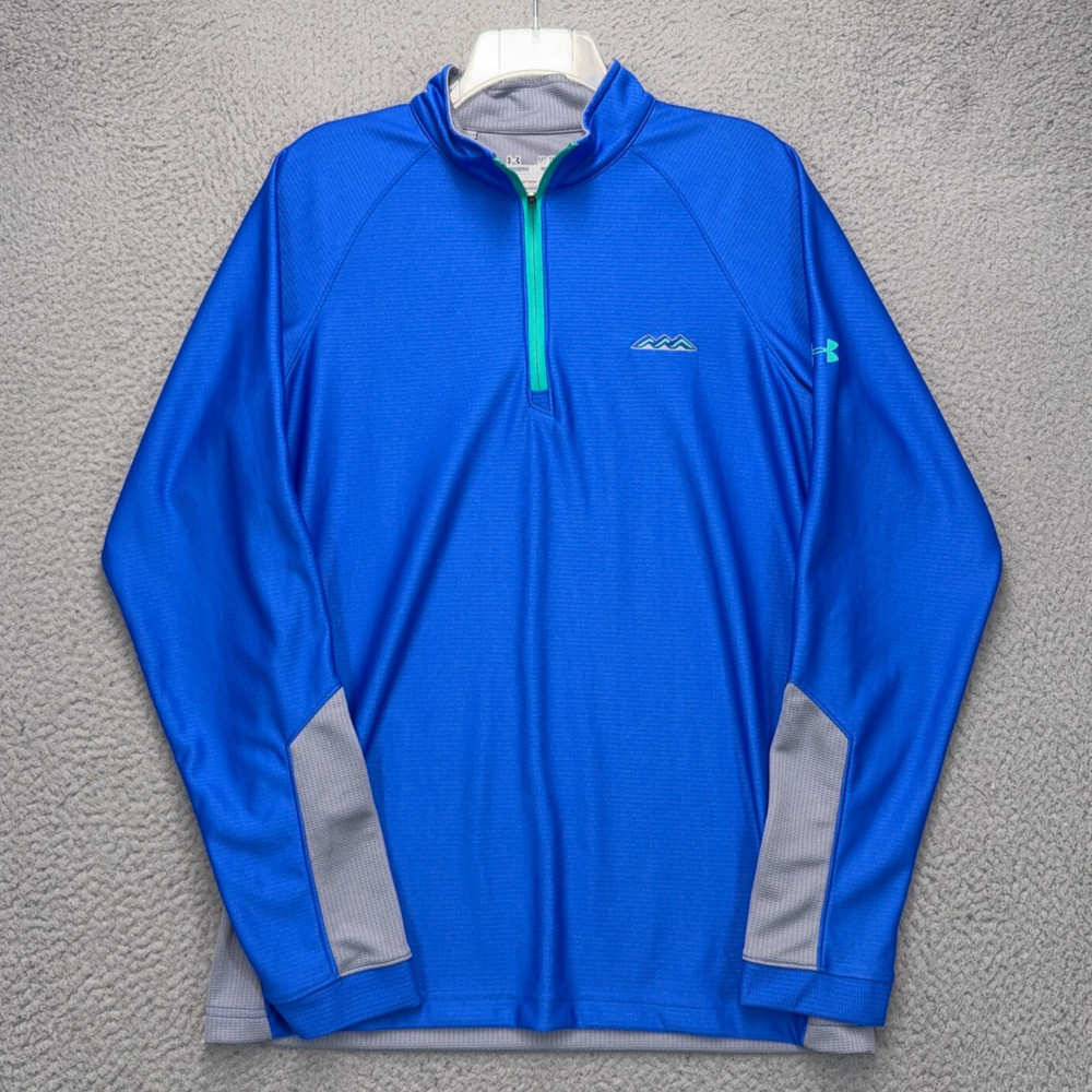 Under Armour 1/4 Zip Pullover Shirt Men M Blue All Season gear Loose Athletic