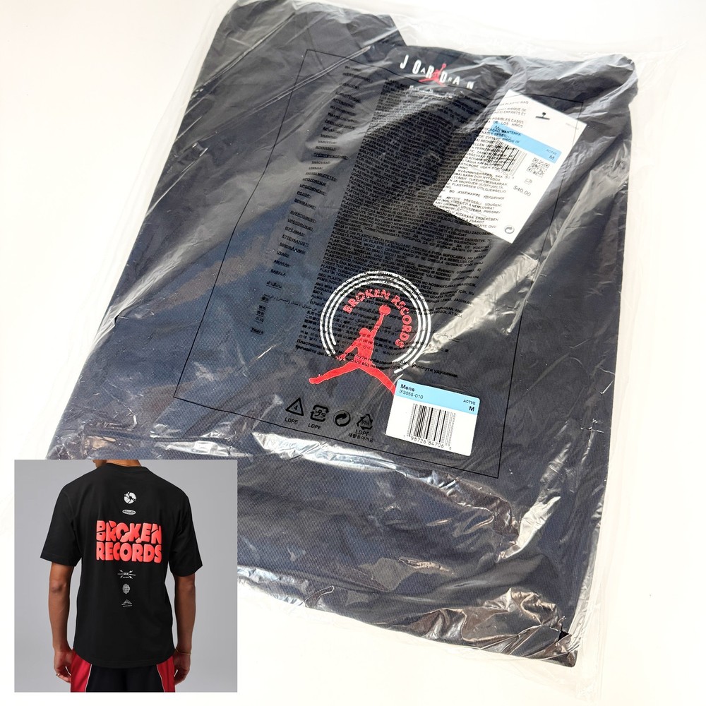 *NEW* Men NIKE AIR JORDAN Broken Record Graphic Tee BLACK (IF3055-010) 👍