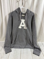 Abercrombie & Fitch Muscle Mens 2XL Hooded Varsity Letter Sweatshirt Gray