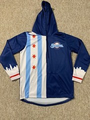 Chicago Bruins Hoodie “Fear None Respect All” Blue & White/Red Stars Sz Med
