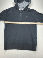 555 Soul Hoodie Large Black Henley Button Pullover Y2K Streetwear Mens