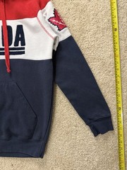 Canada 1867 Colorblock Hoodie Red White Blue Maple Leaf Sleeve Size Small