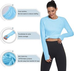 SPF 50 Women Sun Protection Shirt UV Long Sleeve Hiking Top Quick Dry Outdoor To