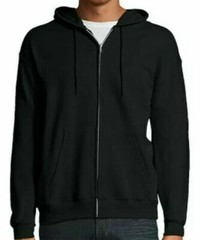 Hanes Full Zip Front Hoodie Sweatshirt Mens Size XL Gray-Black Solid Long Sleeve