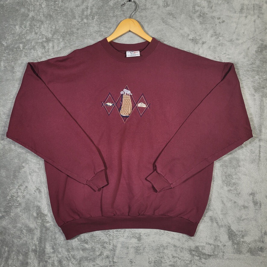 M&C Sport GOLF Sweatshirt Mens XXL Red Pullover Sweater Crewneck Embroidered