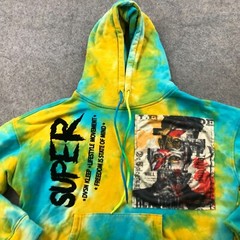 Kleep Hoodie Mens Medium Tie Dye Spell Out Graphic Super Spell Out