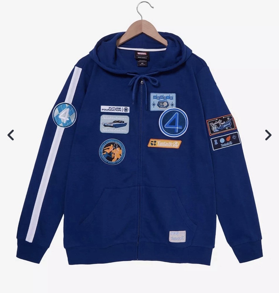 L Unisex Marvel The Fantastic Four: First Steps Icon Patches Hoodie BoxLunch