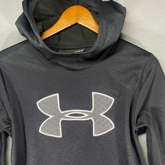 Under Armour ColdGear Hoodie Mens Medium Black Loose Fit Big Logo Pullover