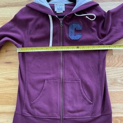 Champion Women’s Maroon Red Plum Full-Zip Hoodie Sweatshirt Jacket C Patch Sz S
