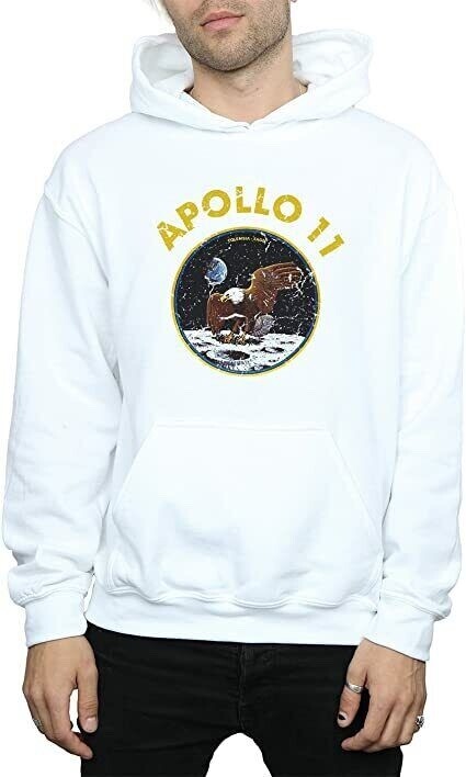 NASA Men’s Classic Apollo 11 Hoodie White Size S New Free P&P UK Seller