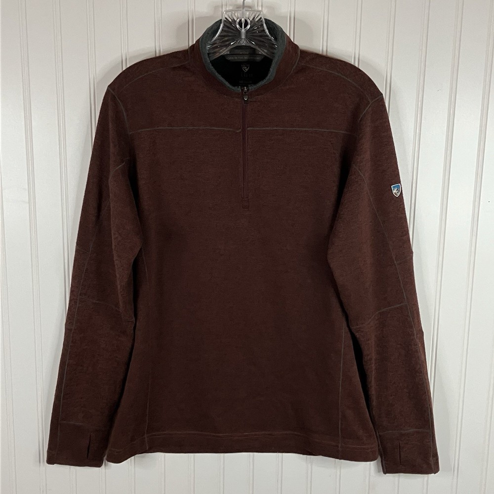 KUHL Men’s Medium Deep Red Knit Fleece RYZER Quarter Zip