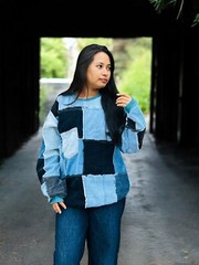 Denim Patchwork Pullover – Handmade, Long Sleeve, Perfect for Spring and Summer