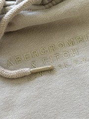 Abercrombie & Fitch Tan Embroidered Letter Logo Pullover Hoodie Men’s Size Small