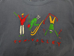 Vintage Sgt Leisure Sweatshirt Mens Medium Navy Sun Valley Ski Graphic *Stains