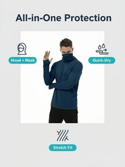 6pc Men’s Hoodie Set Built In Mask Lightweight Quick Dry Breathable Fashion