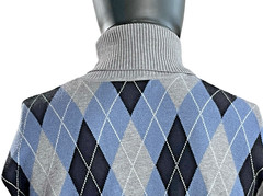 PAUL JONES Men’s Gray & Blue Argyle Knit Turtleneck Sweater Long Sleeve Size M
