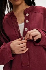 Free People Zander Mini Dress Sweatshirt Ruffle Hem Slouchy Red Bark S NEW