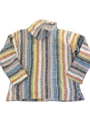 Earth Ragz Baja Hoodie NWT Men’s M Colorful Striped Woven Pullover