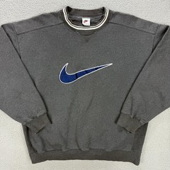 Vintage Nike Sweatshirt Mens Extra Large Grey Big Center Swoosh Stitched 1990s 1