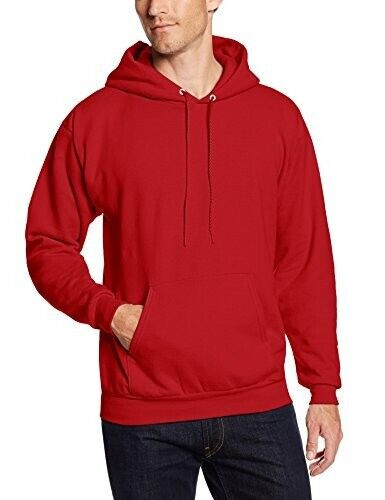 Hanes Men’s Ecosmart Pullover Hoodie DEEP RED LARGE Sweatshirt Fleece Warm