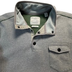 Tommy Bahama Jeans Island Modern Fit Snap Henley Fleece Pullover Gray Mens Large